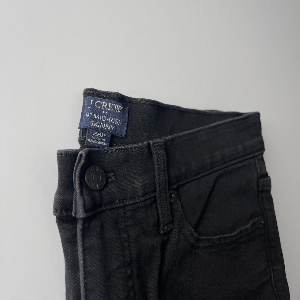 J.Crew Factory Petite 9" Mid Rise Black Skinny Jean signature stretch Black 28P - Picture 4 of 6